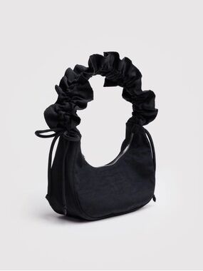 BAGGU x Molly Goddard Mini Ruffle Crescent Bag Black Recycled Nylon NWT